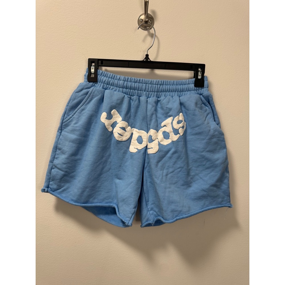 Sp5der OG Web V2 Sweatshort Dusty Blue Puff Print Logo Sweat Shorts Men's Medium